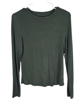 Nuuds Long Sleeve Ribbed Shirt Women’s Size Large In Army Green